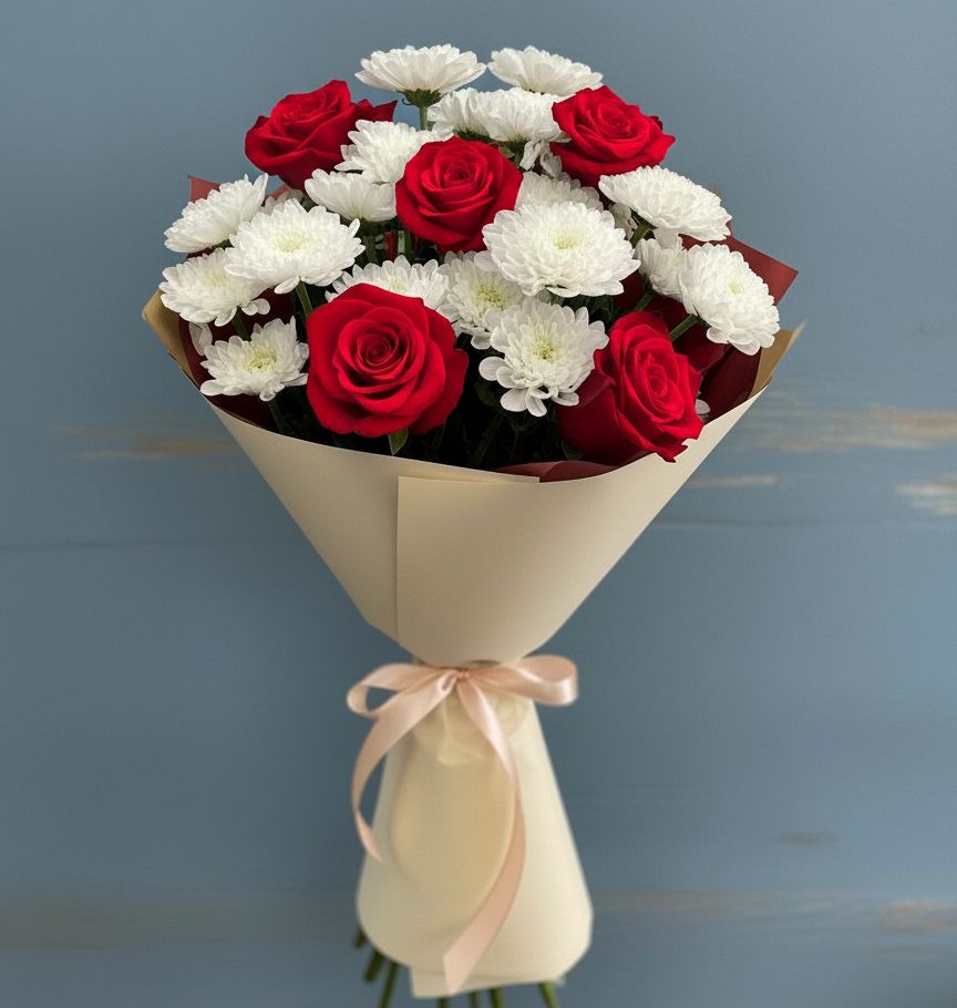 Букет цветов из: Розы и Хризантемы в Пятовском