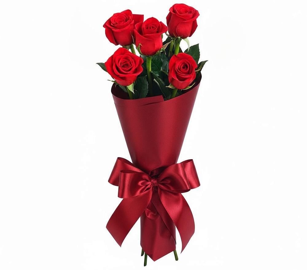 Букет 5 Красных роз Эдлесс Лав в Пятовском