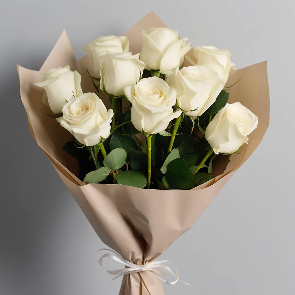 Букет 9 Белых роз Эдлесс Лав в Пятовском