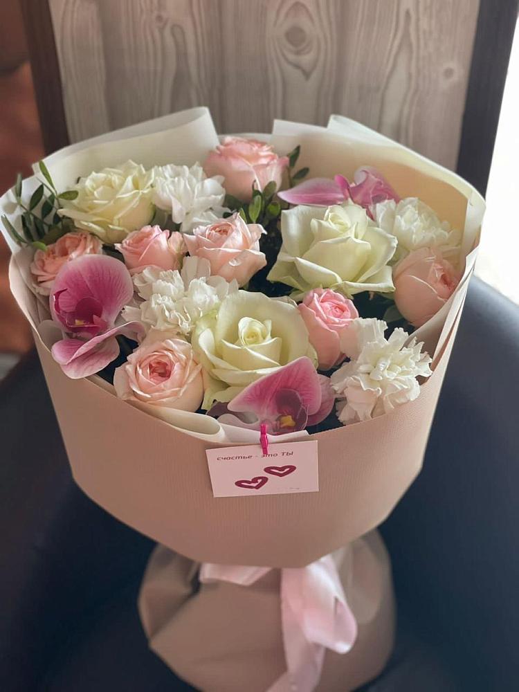 Букет цветов из: Орхидеи, Розы и Гвоздики в Пятовском