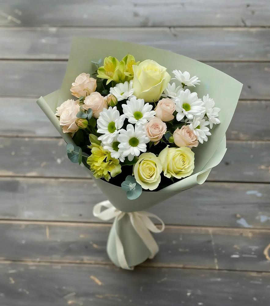 Букет цветов из: Альстромерии, Розы и Хризантемы в Пятовском