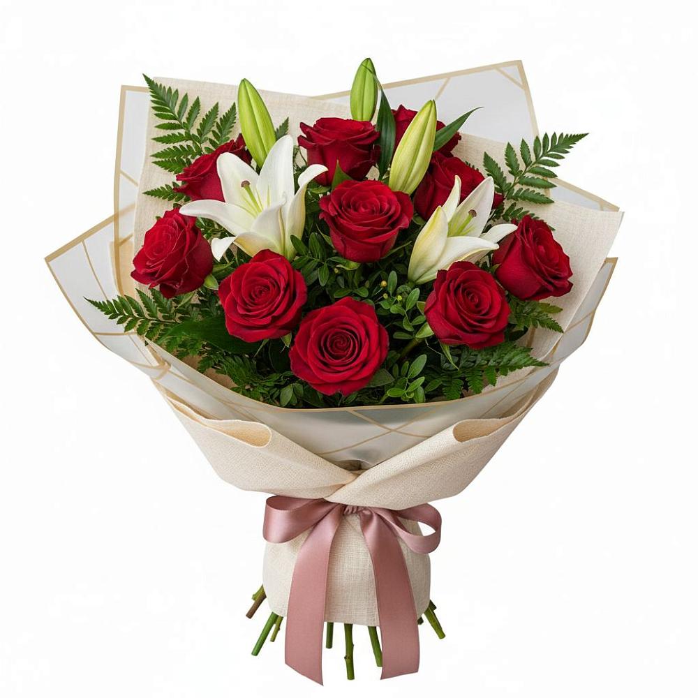 Букет цветов из: Лилии и Розы в Пятовском