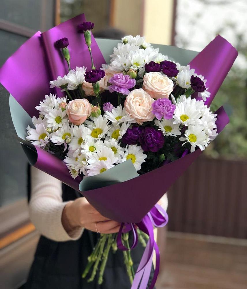 Букет цветов из: Хризантемы, Гвоздики и Розы в Пятовском