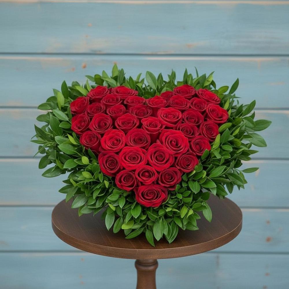 Цветочная композиция из Розы в виде сердца в Пятовском