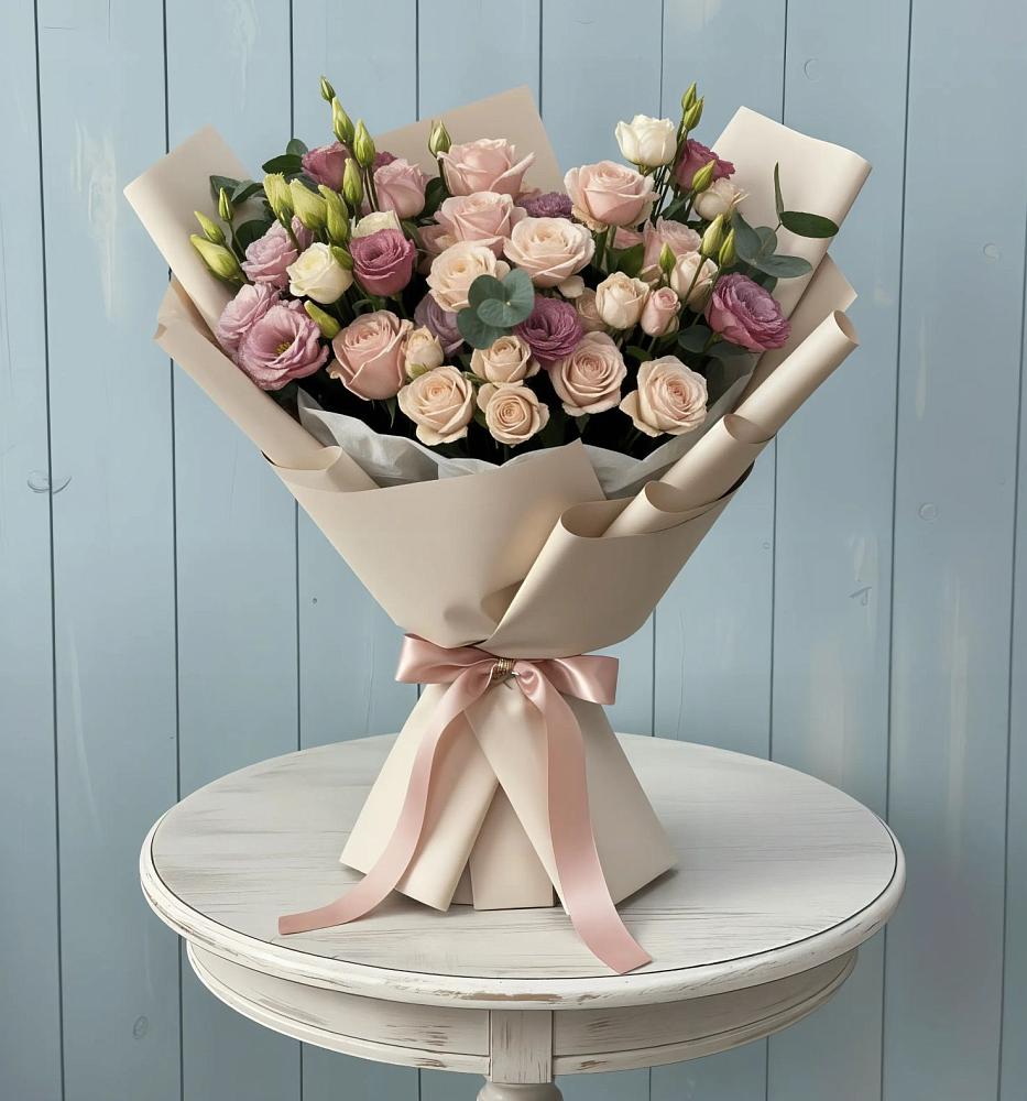 Букет цветов из: Розы и Лизиантусы в Пятовском