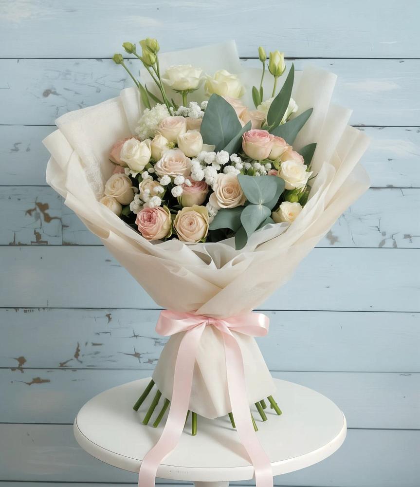 Букет цветов из: Розы и Лизиантусы в Пятовском