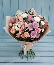 Букет цветов из:  Хризантемы, Розы и Альстромерии в Пятовском