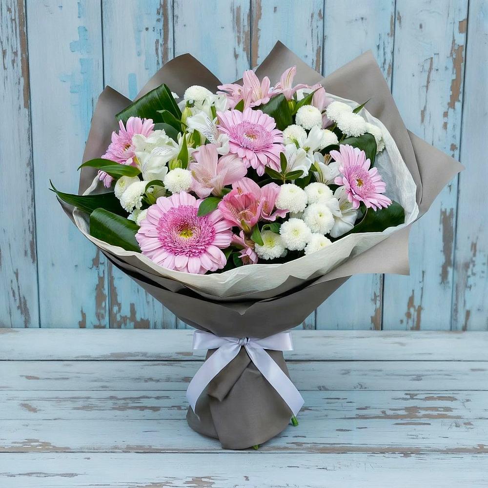 Букет цветов из: Герберы, Альстромерии и Хризантемы в Пятовском