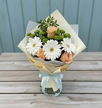 Букет цветов из:  Герберы, Розы и Хризантемы в Пятовском