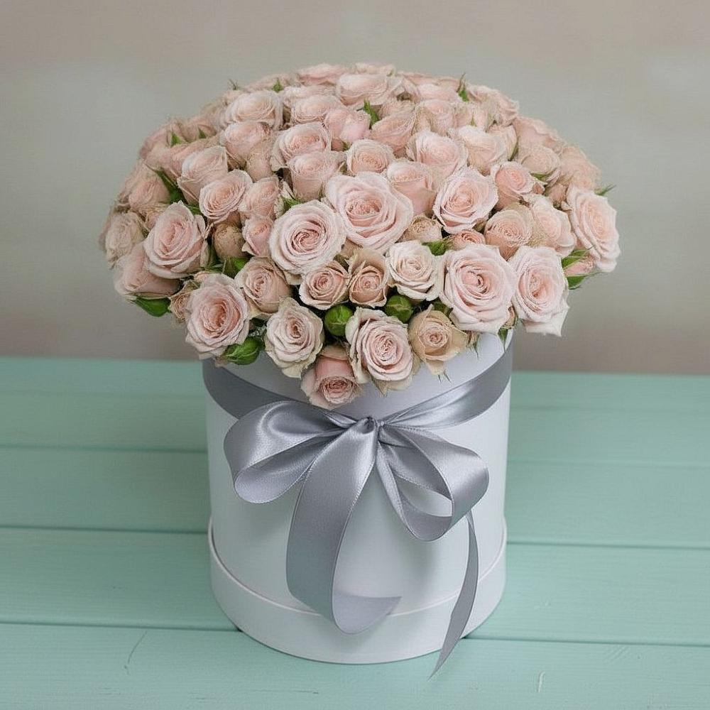 Цветочная композиция из Розы в шляпной коробке в Пятовском